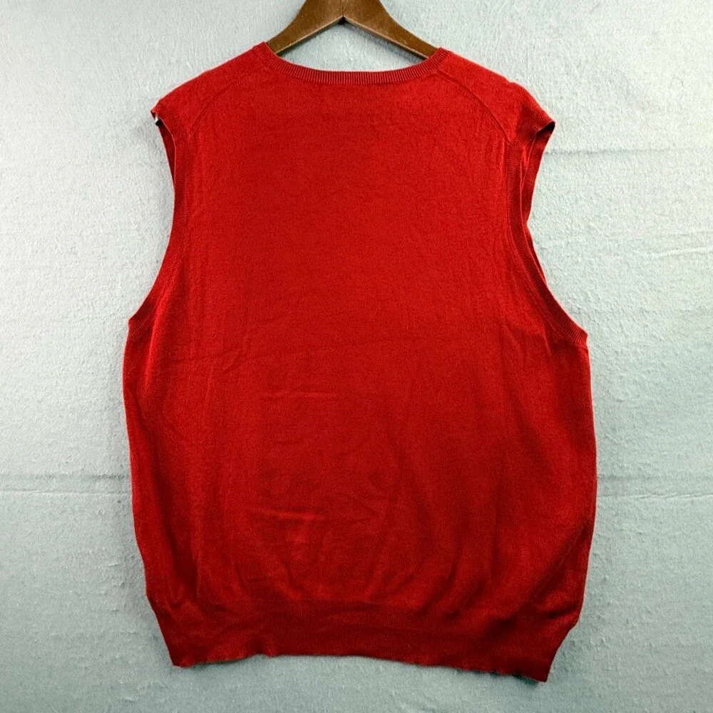 Polo Ralph Lauren Mens XL Red 100% Pima Cotton V-Neck Sweater Vest Blue Pony